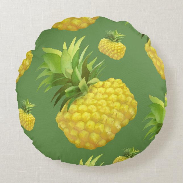 Coussins Ronds Illustration d'ananas (Devant)