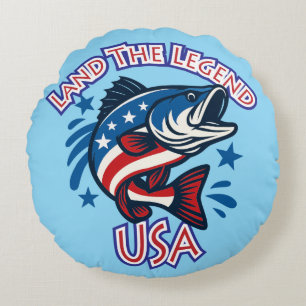 Coussins Ronds Illustration de bass patriotique "USA" Land the Le