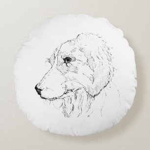 Coussins Ronds Illustration de Border Collie – Art minimaliste