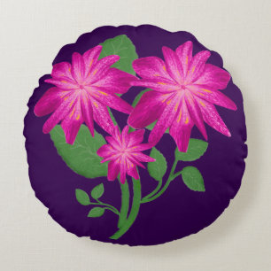 Coussins Ronds Illustration de bouquet floral rose   Dessin à la 