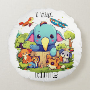 Coussins Ronds Illustration de dessin animé d'animal mignon je su