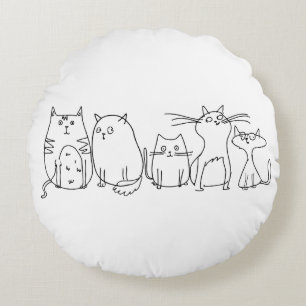 Coussins Ronds Illustration de dessin artistique de la chat gang