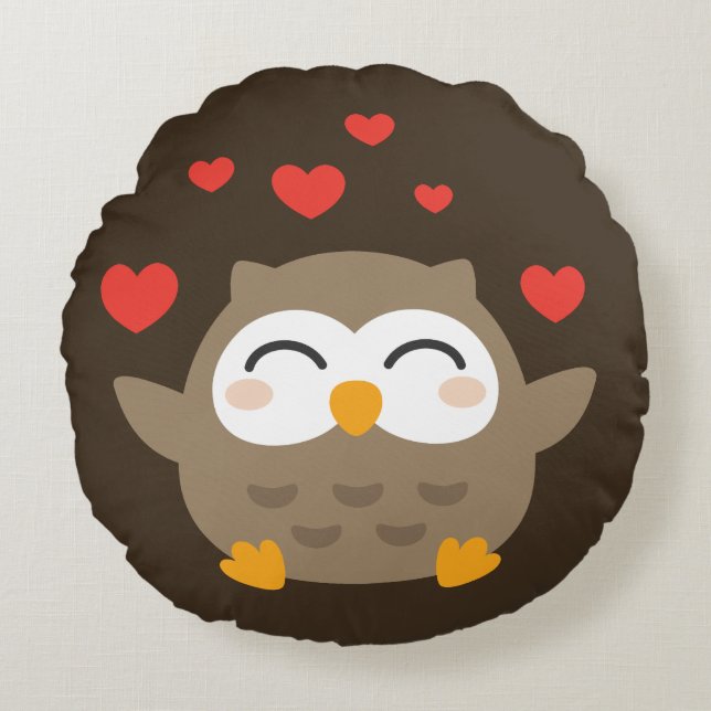 Coussins Ronds Illustration de I Owl You (Devant)
