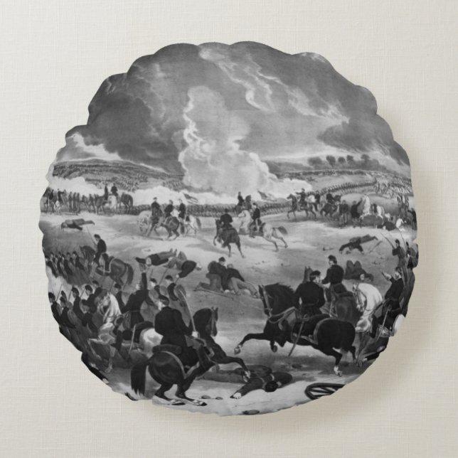 Coussins Ronds Illustration de la bataille de Gettysburg (Devant)