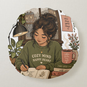 Coussins Ronds Illustration de l'auto-soin Cottagecore