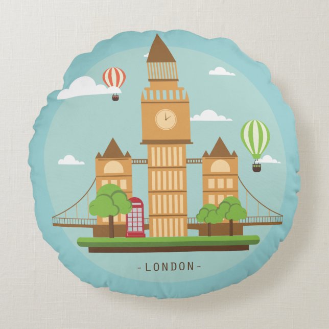 Coussins Ronds Illustration de Londres City (Devant)