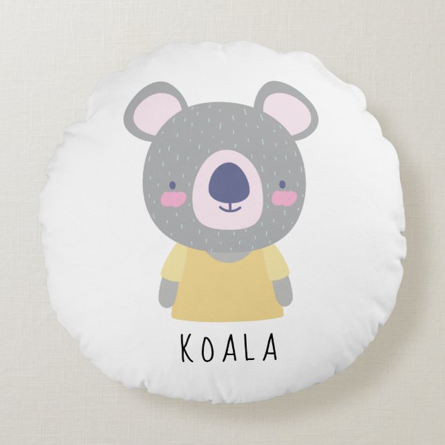 Coussins Ronds Illustration de l'ours Cute Koala - Personnalisabl (Devant)