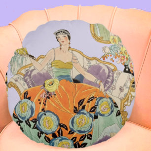 Coussins Ronds Illustration de mode Art Déco vintage élégante