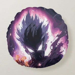 Coussins Ronds Illustration de monstre d'anime épique