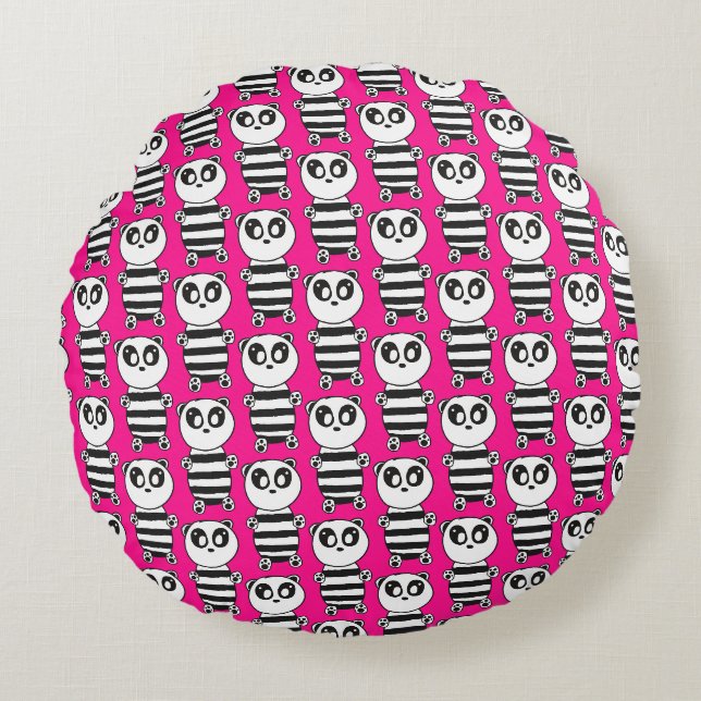 Coussins Ronds Illustration de Panda Mignon (Devant)