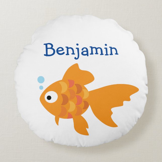 Coussins Ronds Illustration de poisson d'or convivial (Devant)