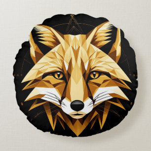 Coussins Ronds Illustration de renard géométrique avec des tons d