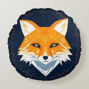 Coussins Ronds Illustration de renard polygonal avec ornement cél