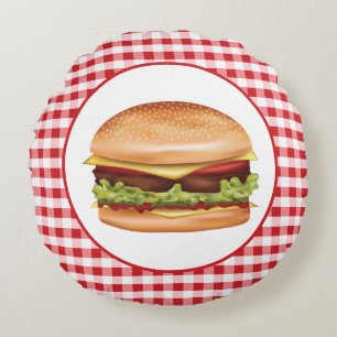 Coussins Ronds Illustration de restauration rapide Hamburger sur 