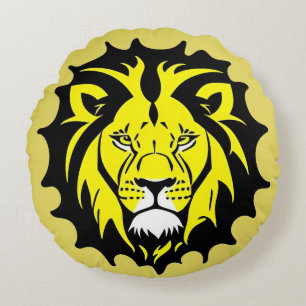 Coussins Ronds Illustration de tête de lion de dessin animé gras