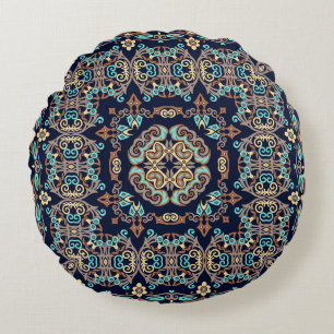 Coussins Ronds Illustration décorative ethnique abstraite