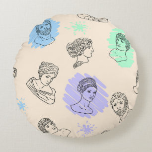 Coussins Ronds Illustration des contours des statues grecques. B