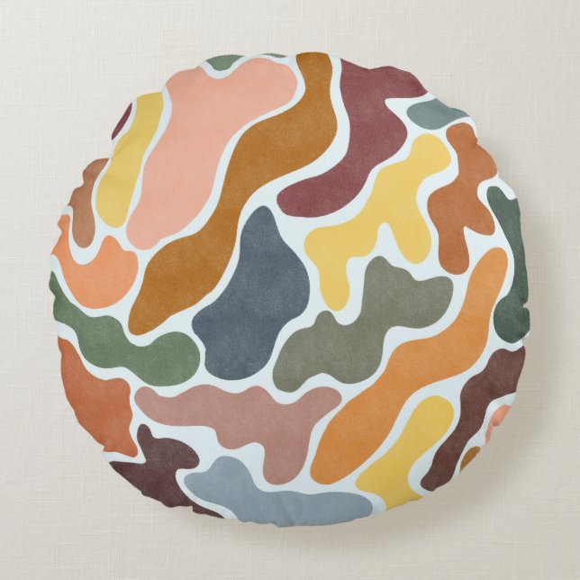 Coussins Ronds Illustration des tons terre abstraits modernes. (Devant)
