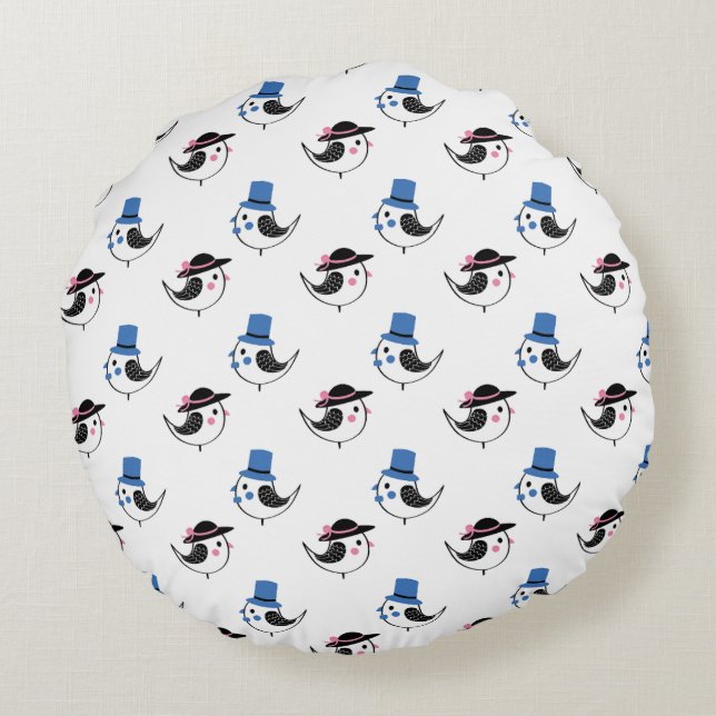 Coussins Ronds illustration d'oiseau de coq Oreiller (Dos)