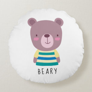 Coussins Ronds Illustration d'ours mignon - Personnalisable