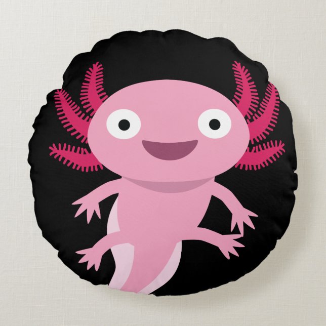 Coussins Ronds Illustration drôle Axolotl (Devant)