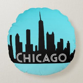 Coussins Ronds Illustration du skyline de Chicago