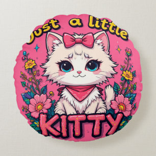 Coussins Ronds Illustration d'un adorable chaton blanc