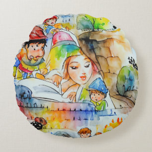 Coussins Ronds Illustration d'un conte de fées de Whimsical