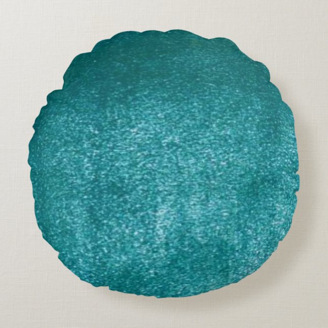 Coussins Ronds Illustration Faux Aqua Velvet (Devant)