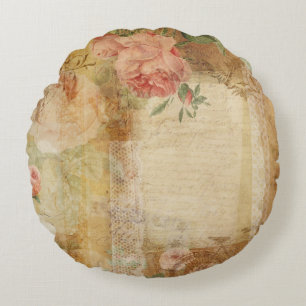 Coussins Ronds Illustration florale botanique vintage