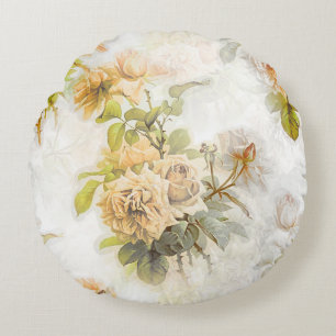 Coussins Ronds Illustration florale vintage Shabby Chic Peach