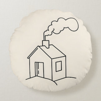 Coussins Ronds Illustration minimaliste d'une maison confortable