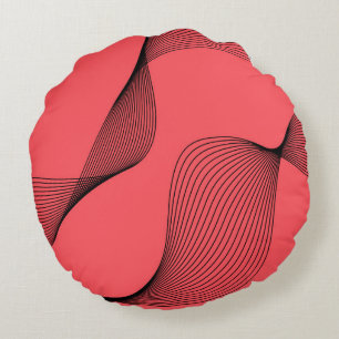 Coussins Ronds Illustration ondulée moderne, élégante et tendance