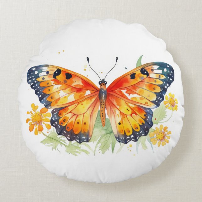 Coussins Ronds Illustration papillon (Devant)