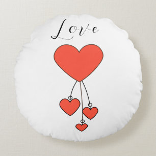 Coussins Ronds Illustration simple avec coeur écarlate Amour