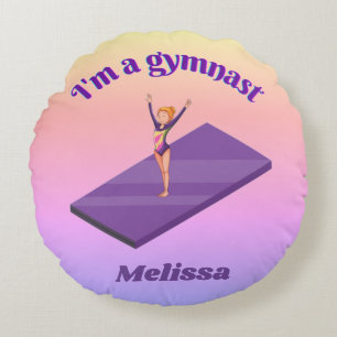 Coussins Ronds I'm A Gymnast - Girl with/ Leotard on Purple Gym M