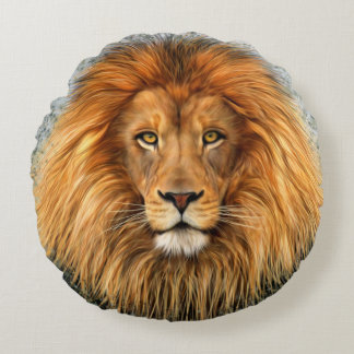 Coussins Ronds Image d'art de peinture de photographie de lion