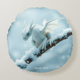 Coussins Ronds Imaginaire Bébé blanc mignon Dragon