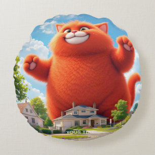 Coussins Ronds Imaginaire Cute Big Orange Chat