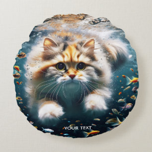 Coussins Ronds Imaginaire Cute Chat nager sous l'eau