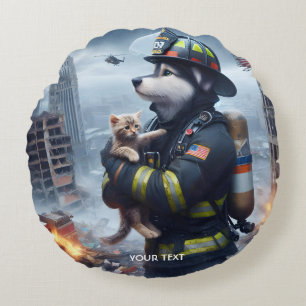 Coussins Ronds Imaginaire Cute Kitten Chien Feu