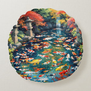 Coussins Ronds Imaginaire Cute Koi Fish Pond