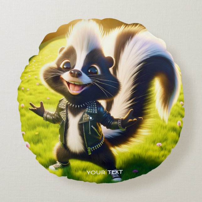 Coussins Ronds Imaginaire Cute Skunk Punk Style (Devant)
