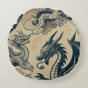 Coussins Ronds Imaginaire Dragons antiques
