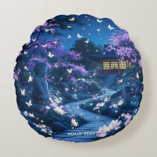 Coussins Ronds Imaginaire Joli violet Fleurs de jardin