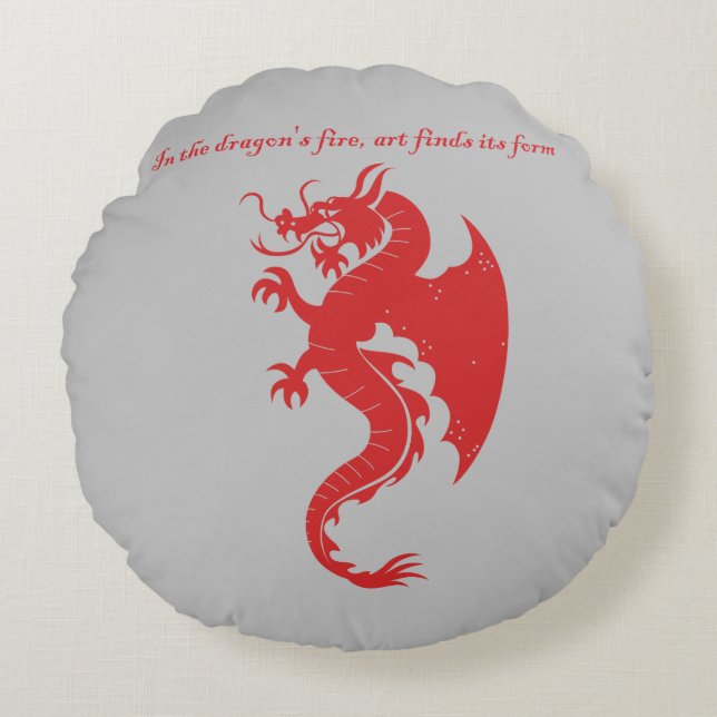 Coussins Ronds Imaginaire Stroke Dragon articles d'art (Devant)