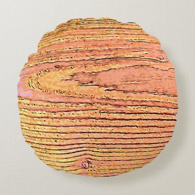 Coussins Ronds imitation bois rustique et amoureux de nature (Devant)