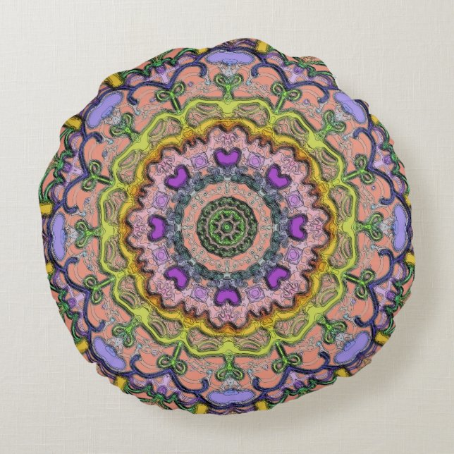 Coussins Ronds Impression Bohème Multi Pastel (Dos)