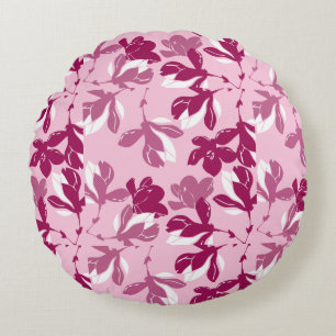 Coussins Ronds Impression botanique de magnolia rose