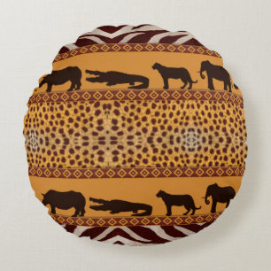 Coussins Ronds Impression d'animal de motif tribal africain moder